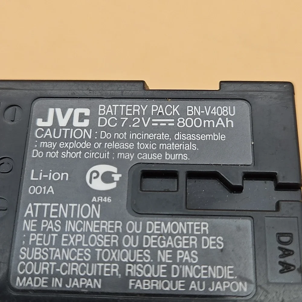 Genuine OEM JVC BN-V408U Rechargeable Battery Pack 7.2V 800mAh Li-ion